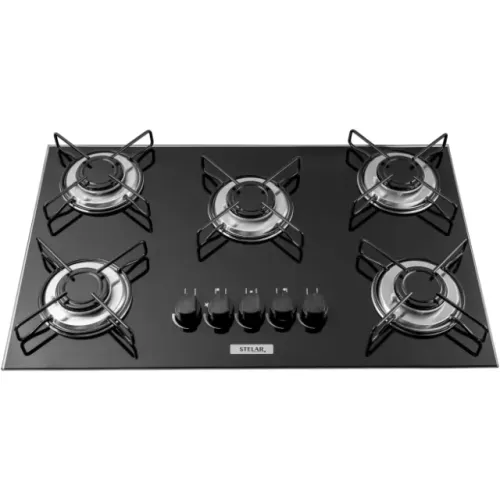 Fogão Cooktop a Gás 5 Bocas Stelar Nivus Vidro Temperado Acendedor Esmaltado GLP Bivolt 