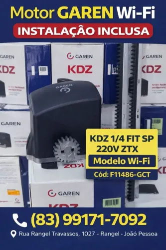 Motor para portão Garen Wi-Fi KDZ 1/4 Fit SP com instalação já inclusa. F11486-GCT