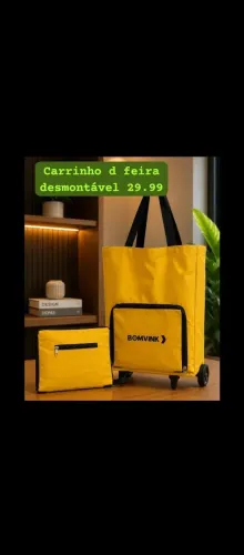 Carrinho de feira portátil vira TB uma bolsa