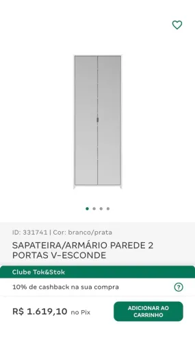 Armário 2 portas com espelho Tok&Stok