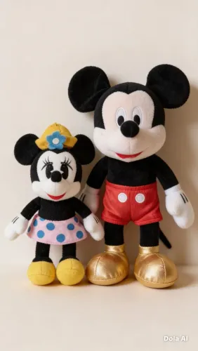 Lote Brinquedos Bonecos Pelúcia Disney Store Mickey 40cm e Sega Minnie 30cm 1997 Original 