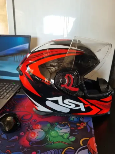 Capacete ASX Eagle Street Nº 56 - Vermelho/Preto - Viseira Cristal