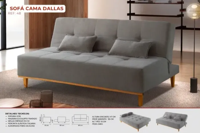 Sofá Cama Novo na Caixa Dalas - Entrega e Monta na Hora