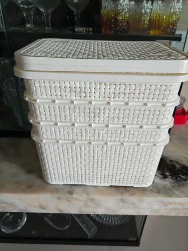 Kit de 4 caixas organizadoras bege