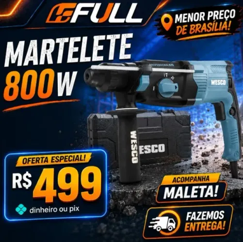 Martelete profissional 800W wesco com maleta