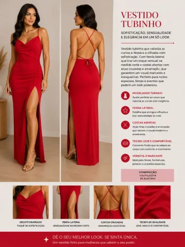 Vestido fenda tubinho