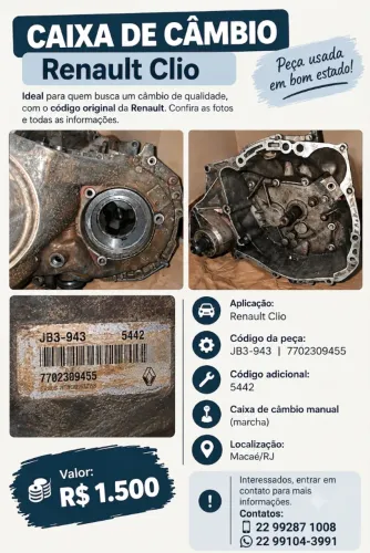 CAIXA D MARCHA RENAULT CLIO D4D_pronto pr uso
