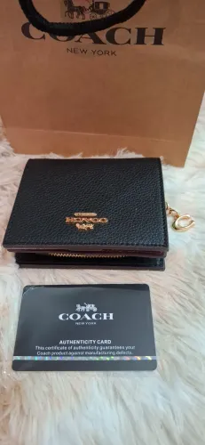 carteira coach preta couro nova