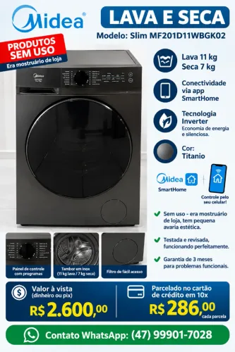 LAVA E SECA roupas NOVA 11 kgs-  MIDEA- lava 11 kgs e seca 7 kgs - 220 V, cor: Titanium