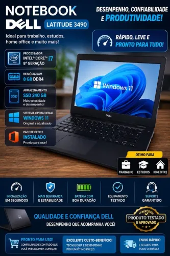 Notebook Dell i7 8th 8 GB RAM SSD 240 gb