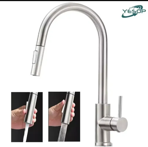 YESOP Torneira Cozinha Bancada Gourmet Extensível Monocomando Misturador Inox Escovada