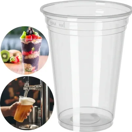 Copo Descartável Cristal 400ml, 100un, liso transparente