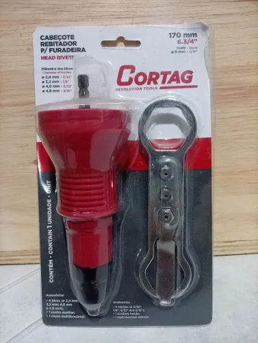 Cabeçote rebitador p/furadeira cortag 170mm