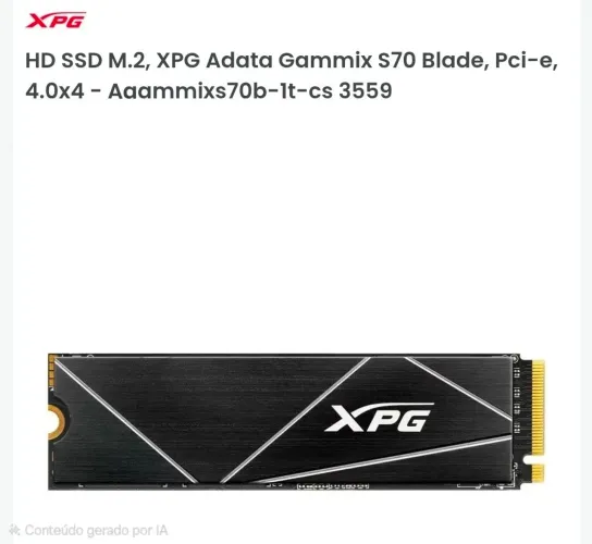 SSD 1TB XPG S70 Blade m.2 NVMe PCIe 4.0