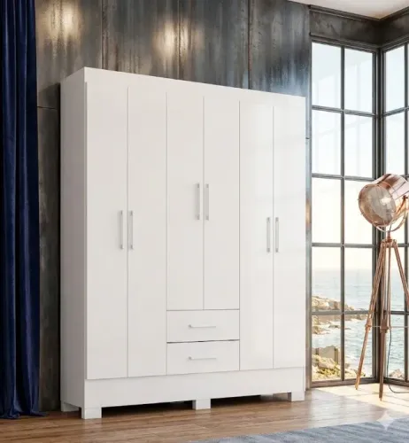 Guarda Roupa Branco Natal Rodial Com 6 Portas Novo