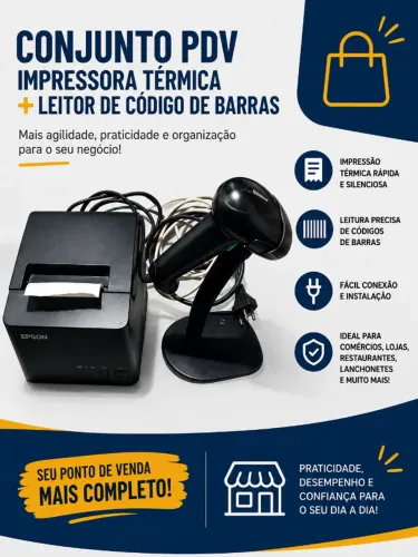 Impressora térmica + leitor de código de barras