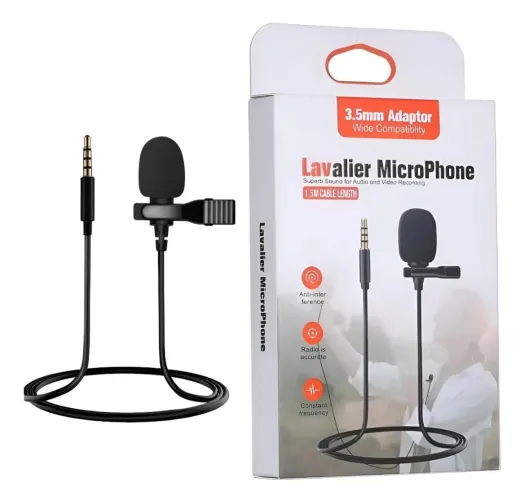 Microfone Lapela Com Fio PS2 1,5m  Preto - Novo