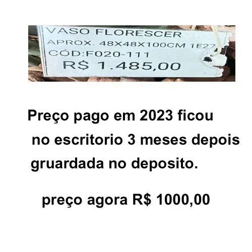 Vaso grande iluminado mais de 1 metro de altura