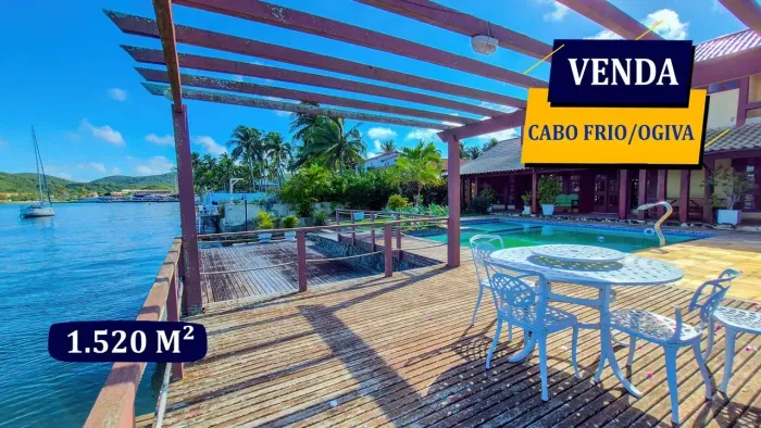 CABO FRIO OGIVA CANAL ITAJURU SENSACIONAL PROPRIEDADE 1520M² LAZER 7 QUARTOS VAGAS CARROS