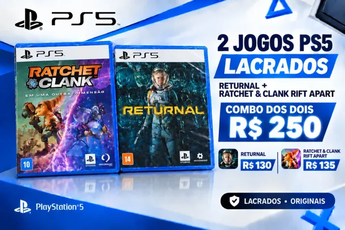 2 Jogos PS5 Lacrados: Returnal + Ratchet & Clank Rift Apart