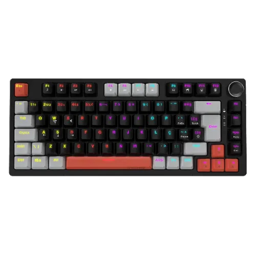Teclado Mecanico 75% Pcyes Arkeum - Black Vulcan - Switch Blue - Akbv75Bbr