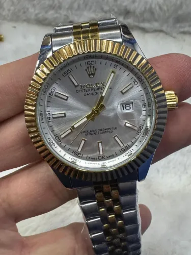 Relógio Estilo Rolex DateJust Fundo de Vidro