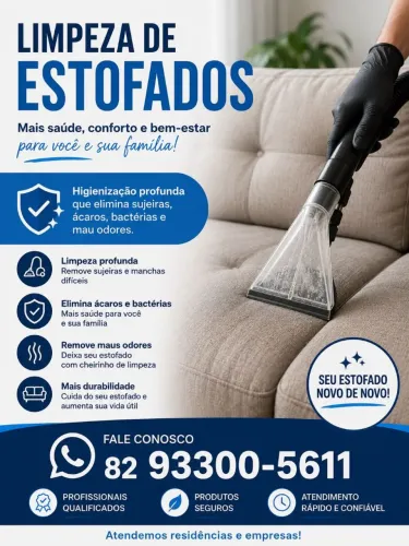Limpeza e Higienização de estofados em geral / automotivo