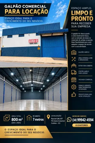 Galpão/Depósito/Armazém para aluguel com 850 metros quadrados