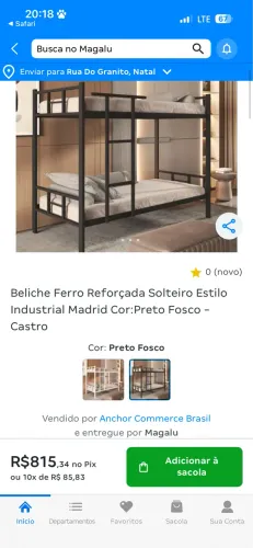 Beliche de ferro pouco tempo de uso.
