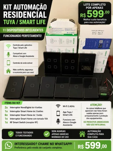 Kit Tuya Smart Life Automação Residencial - 11 Interruptores Smart
