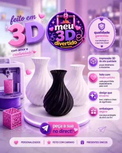 Vasos para decoração impressão 3d