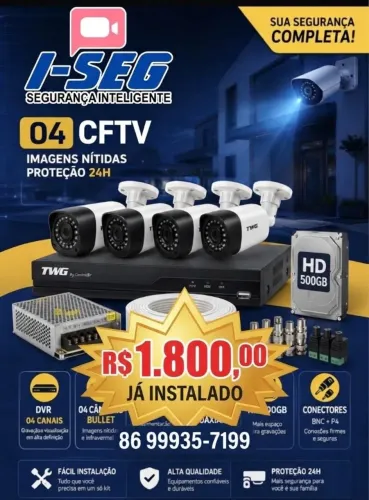 Kit CFTV 4 Canais TWG - (Já Instalado)