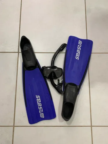 Nadadeira Seasub velox e mascara snorkel
