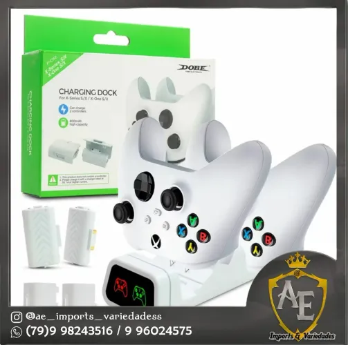 Kit Base + 2 baterias controles Xbox One S e sereis S