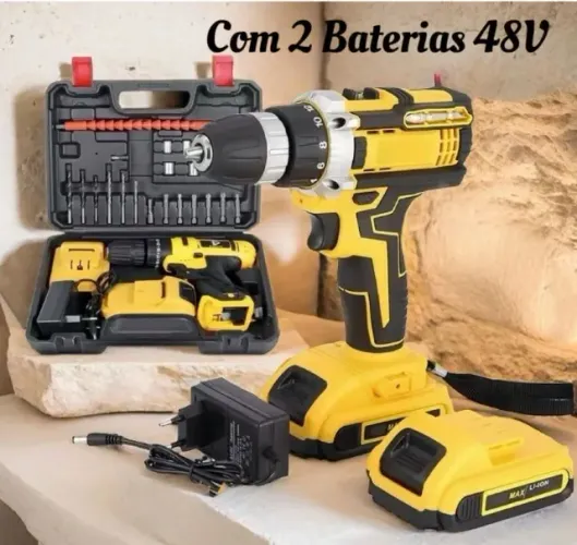 Parafusadeira Furadeira 48V com 2 Baterias Com Maleta e Acessórios Completo