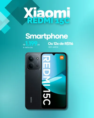 Celular Xiaomi Redmi 15C 256Gb 8Gb Ram lacrado versão Global (Ac.cartão)