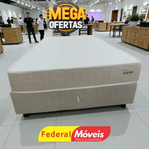 Cama Box Casal 1,38x188cm Base + Colchão c/ Molas - Promoção Imperdível!