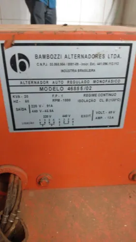 GERADOR 20 KVA MONOFÁSICO 
