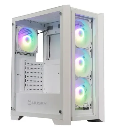 Gabinete Gamer Husky Dome 100, Mid Tower, ATX, Lateral e Frontal em Vidro, Sem FANs, Branc
