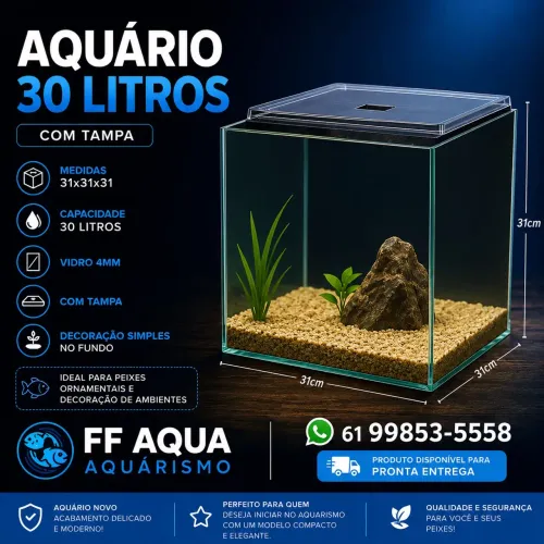 Aquário cubo 30 litros! Novo