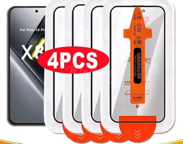 Película de vidro para Xiaomi POCO X8 Pro fácil instalação