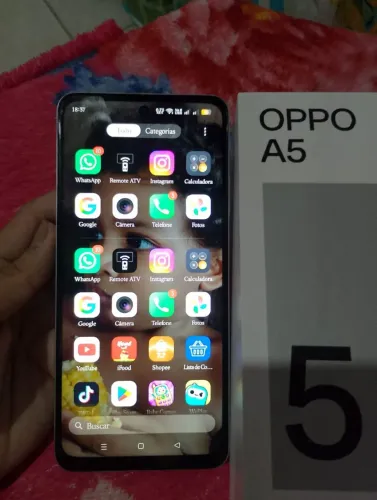 OPPO A5 256GB Branco Mármore - Semi-Novo Impecável (Com Caixa)