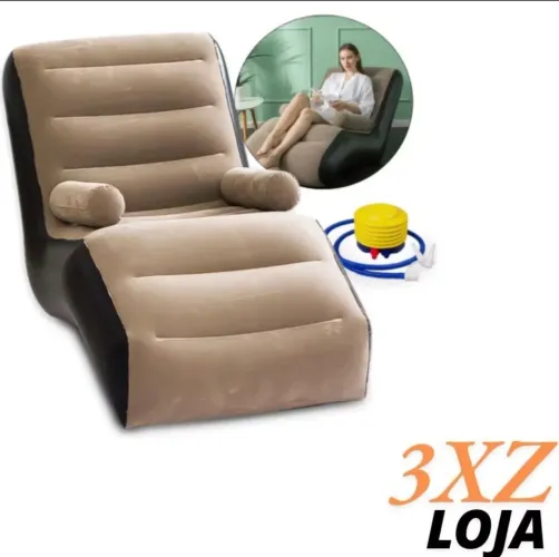 Sofá Inflável Impermeável Camping Puff Confortável Grande com Braço