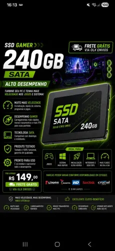 SSD gamer funcionando
