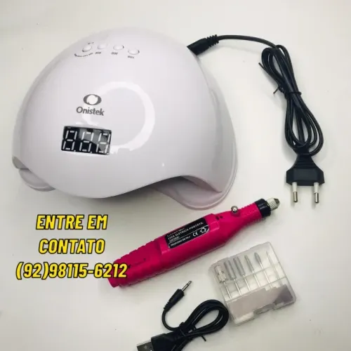 Kit Cabine Unhas Led Uv Gel Bivolt Sun + Lixa Unha Elétrica para Manicure