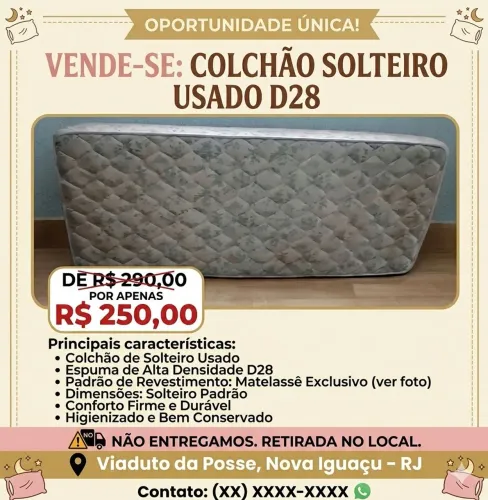Colchão solteiro obs: ortopédico de uso de visita só foi usado uma semana