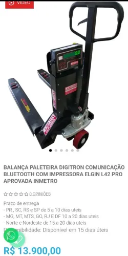 Balança paleteira nova na embalagem,
