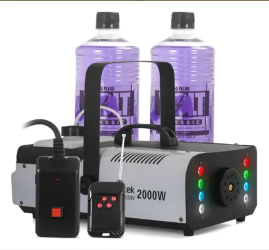 Máquina De Fumaça 2000w Real Leds 2 Controles + 2 Fluido