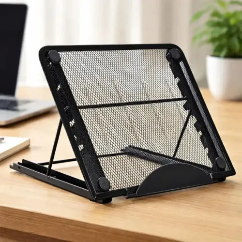 suporte tablet ipad notebook aço ajustável 25x20 escritório preto