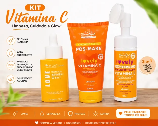 Kit skincare vitamina C + brinde 